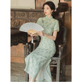 Load image into Gallery viewer, [Queen Series] ★China-style dress★ Improved cheongsam dress Improves temperament Short sleeves Green Green S M L XL
