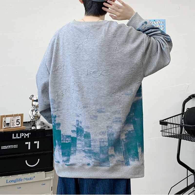 [DFBL Series] ★Tops★ 3color long sleeve tops unisex men's tie-dye black white gray