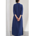 Load image into Gallery viewer, [Poetic Series] ★Chinese style dress★ Chinese clothes, Tang costume, retro, navy, blue, three-quarter sleeves, long length, embroidery, ML, XL
