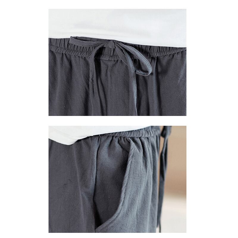 [Mowensai Series]★China style pants★Men's 3color casual pants Cotton Chinese button Large size Black Navy Gray