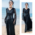 Load image into Gallery viewer, [Daiseiryusu Series] ★One Piece★ Lace Hat is removable Designed Black Black Long length
