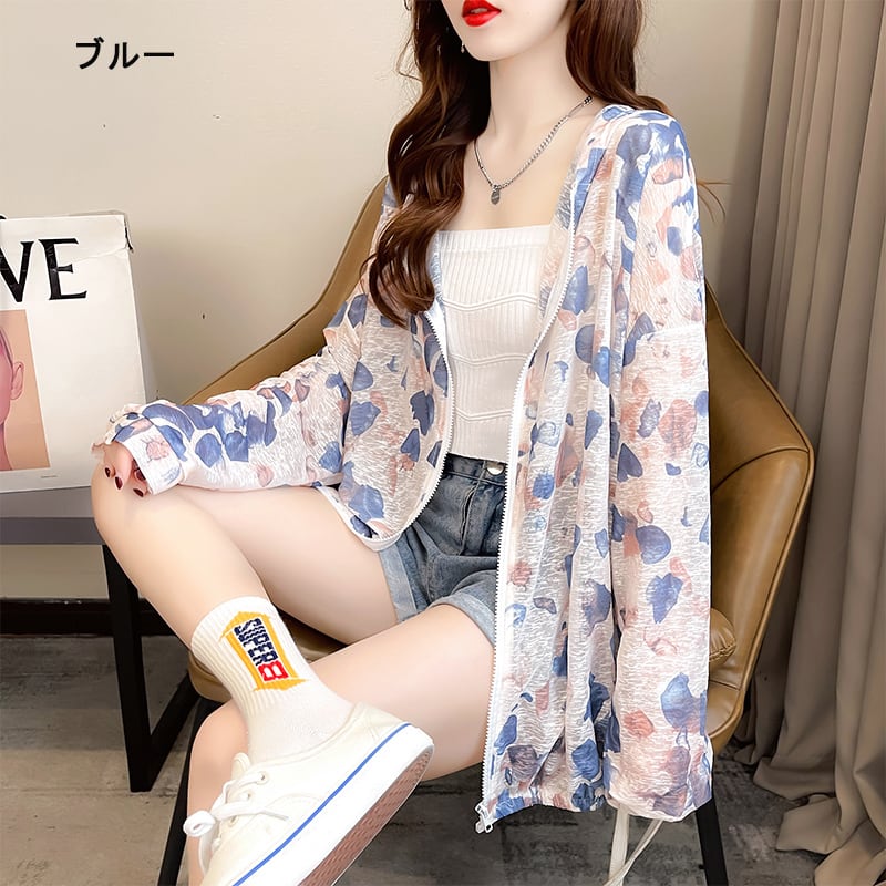 [YIDIEQING Series] ★Thin outerwear★ 2 colors Sun protection, air conditioning protection, women's, floral pattern, thin summer clothes