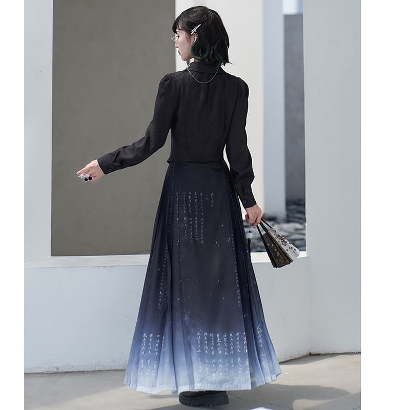 [Qingtang --- Long Sangshi Series]★China style skirt★Bottoms Letter pattern Hanfu skirt Easy to match