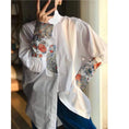 Load image into Gallery viewer, [Yuyukaku Series]★China style shirt★ 2color white or black embroidery ethnic style white black ethnic style large size
