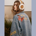 Load image into Gallery viewer, [Satoru Series]★Jacket★ Denim jacket outerwear unisex men's floral pattern butterfly alphabet fashion
