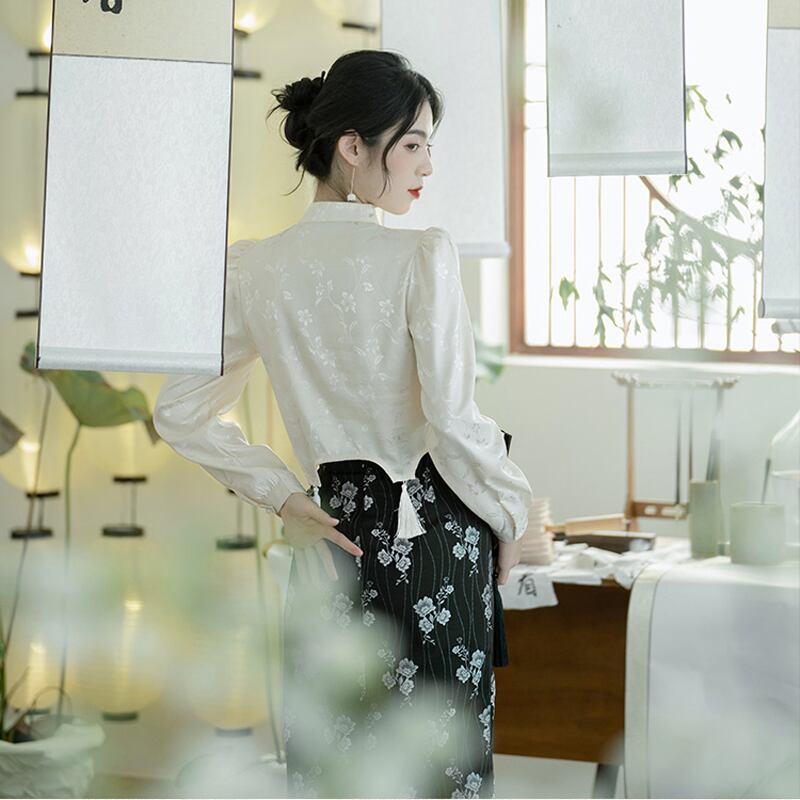 [love culture series] ★Chinese style setup★ 2-piece set Tops Skirt Slimming Chinese clothes Date SML