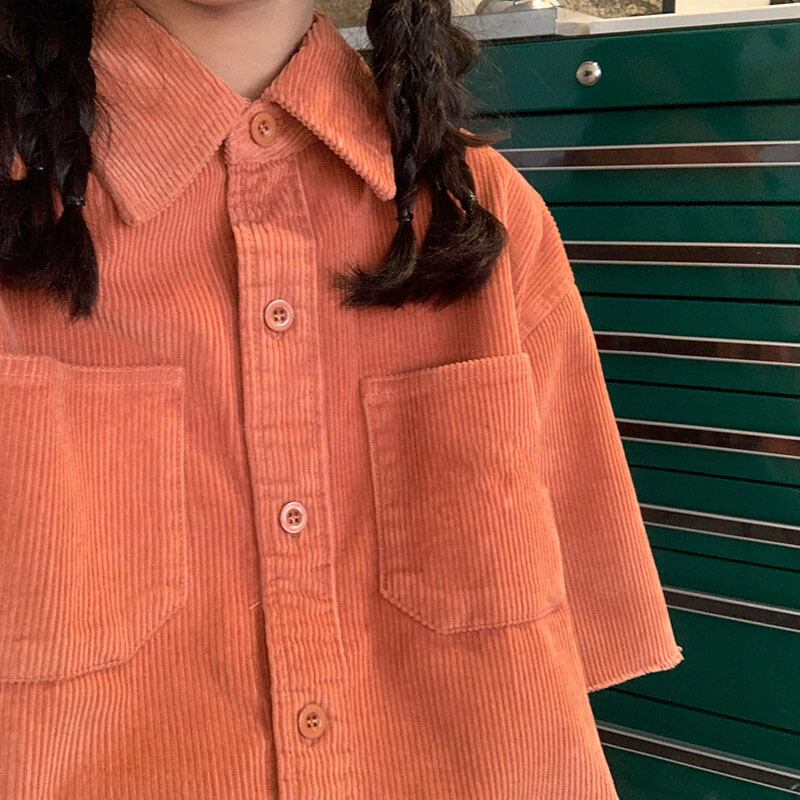 [MGJM Series]★Shirt★ 3color Tops Short Sleeve Shirt Corduroy Unisex Men's SML Green White Orange