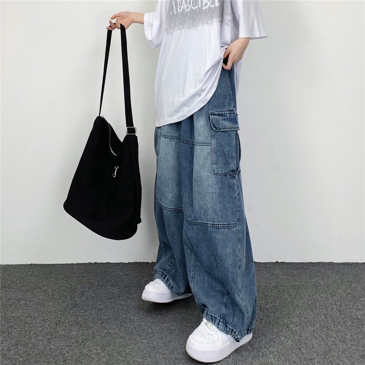 [MGJM Series]★Denim Pants★ 2color Pants Bottoms Unisex Men's Casual Street Blue Black