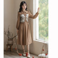 Load image into Gallery viewer, [Shukunsho series] ★China style dress★ 2color fake layered ladies cute retro autumn clothes black coffee color
