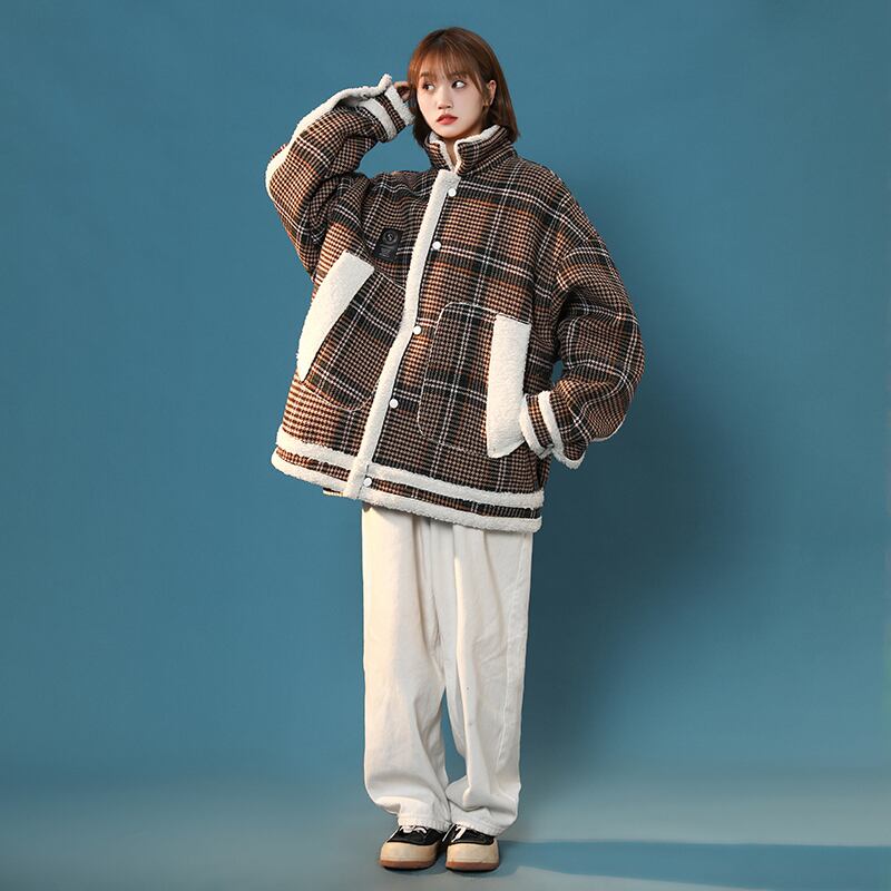 [Suikoishi Series] ★Winter Coat★ Outerwear 2color Unisex Men's Plaid Pattern No Hat Winter Jacket