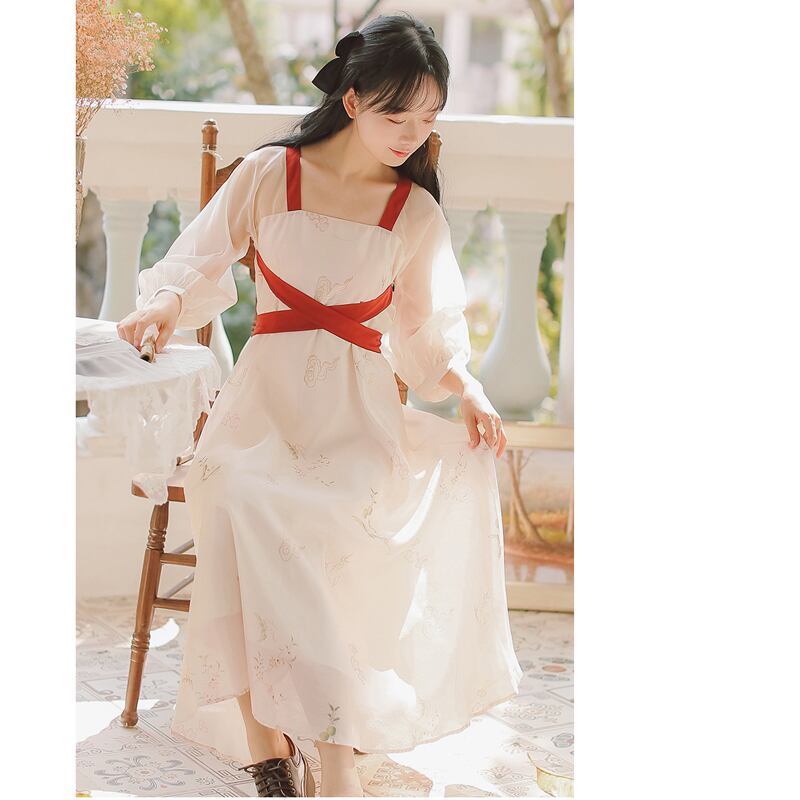 [Shojunsho Series]★Hanfu Dress★ Chinese Clothes Chiffon Retro Old Fashioned Sexy Old Fashioned Cute Slimming Date