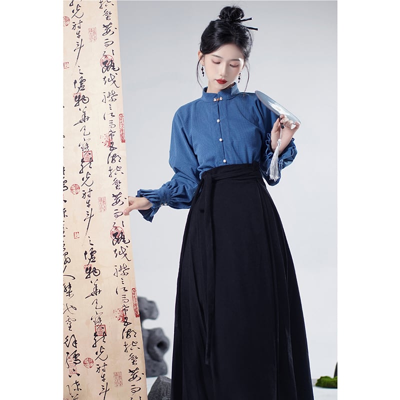 [WUJIA Series] ★Chinese style skirt★ Maki skirt Hanfu skirt Bottoms Black Black