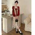 Load image into Gallery viewer, [JIGUJIGU series] ★China style dress★ Switching ribbon, large size, improves temperament, commuting, date, red, red, floral pattern
