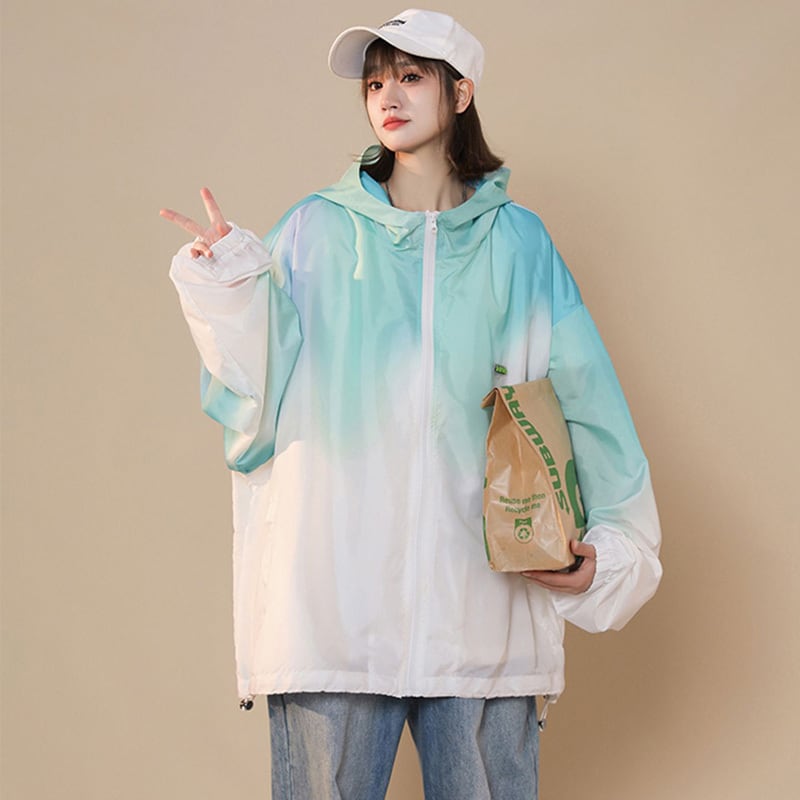 [Fujiiman Series] ★Light jacket★ 2 colors Outerwear Summer clothing Sun protection Unisex Men's Gradient Pink Blue Green