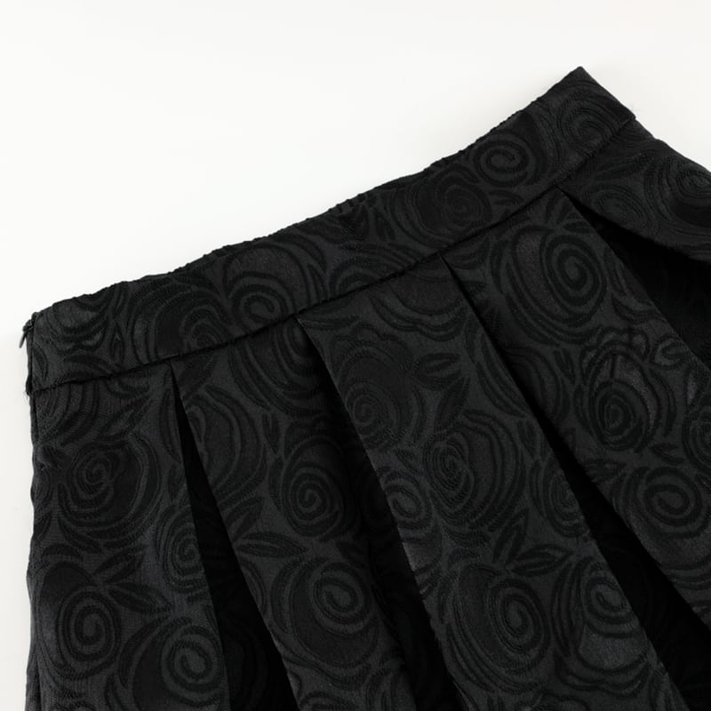 [MOERBEN Series]★Skirt★ Bottoms High waist Improves temperament Floral pattern Easy to match Black Black