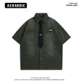 Load image into Gallery viewer, [HTTAOSUP Series]★Shirt with tie★ 4color tops short sleeve shirt retro unisex men's cool
