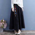 Load image into Gallery viewer, [Qing series]★China style skirt★ 3color Green or red or black Bottoms Embroidered Cotton Linen Casual Green Black Red
