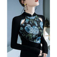 Load image into Gallery viewer, [ZHUOYAN Series]★China style top★ T-shirt, switching, floral pattern, long sleeve, sexy, slim, slimming, easy to match
