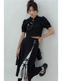 Load image into Gallery viewer, [LOVEHEYNEW Series] ★China style skirt★ Bottoms Slit Color scheme Black Black SML Slimming Easy to match
