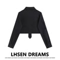 Load image into Gallery viewer, [LHSEN Series]★Shirt with tie★ Long sleeve shirt tops Mini length Cool Black Black ML XL 2XL
