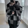 Load image into Gallery viewer, [Tankaku Sensei Series] ★Sweater★ Tops Checkered Color Scheme Loose Men's Fashion Unisex
