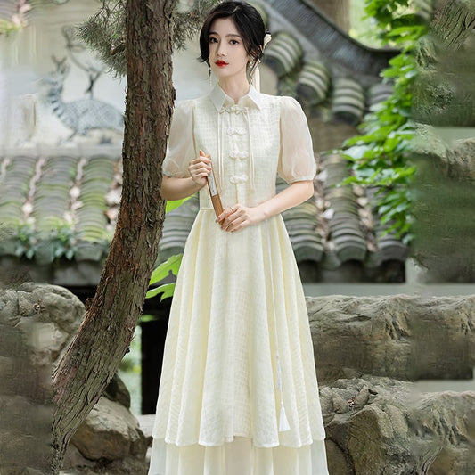 [Rinroki Series]★China-style dress★ Setup, long sleeve or short sleeve, Chinese button, Chinese clothes