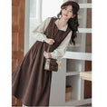 Load image into Gallery viewer, [Status series]★Setup★ 2color shirt + sleeveless dress Retro brown black
