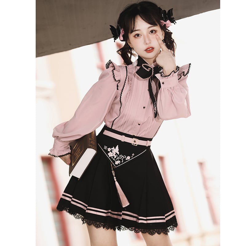 [Kanru First Series] ★Chinese style setup Single item order★ Shirt or Skirt Lolita Cute Pink Black