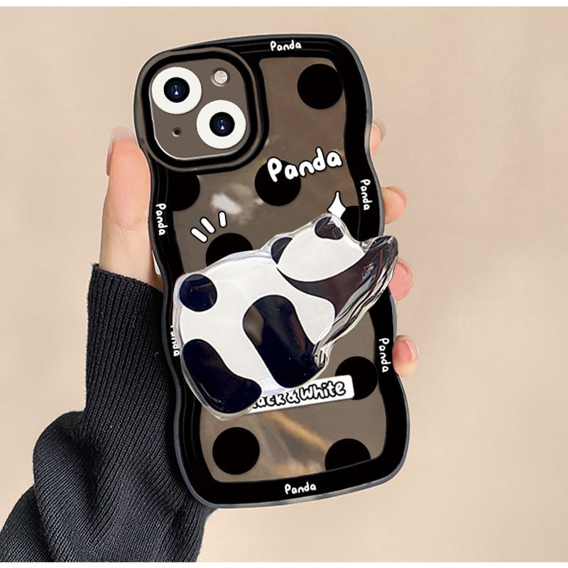 [Nami Series]★Mobile Case★ Panda iPhone 13 12 11 iPhoneX XS XR iPhone 7/8 Animal Cute Black Black