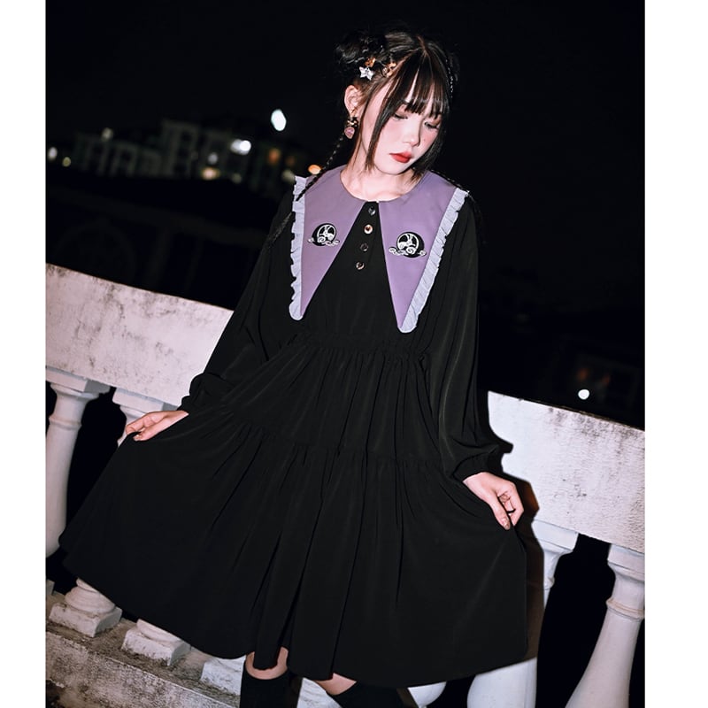 [Old Monster --- Rabbit Series] ★Chinese style dress★ Embroidery cute rabbit original black black cute SML