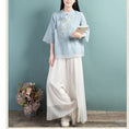 Load image into Gallery viewer, [Qing Series]★Chinese style tops★ 4color Chinese style shirt, Chinese clothes, summer clothes, Chinese clothes, Tang clothes, blue, white, pink
