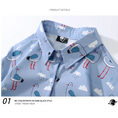 Load image into Gallery viewer, [WEIJIA Series]★Shirt★ Tops Floral pattern shirt Long sleeve shirt Bird Bird pattern Animal pattern Unisex Men's ML XL 2XL Blue Blue
