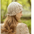 Load image into Gallery viewer, [Flower Series]★Hat★ 4color Cap Knitting Ladies Fashion Beige Light Brown White Black
