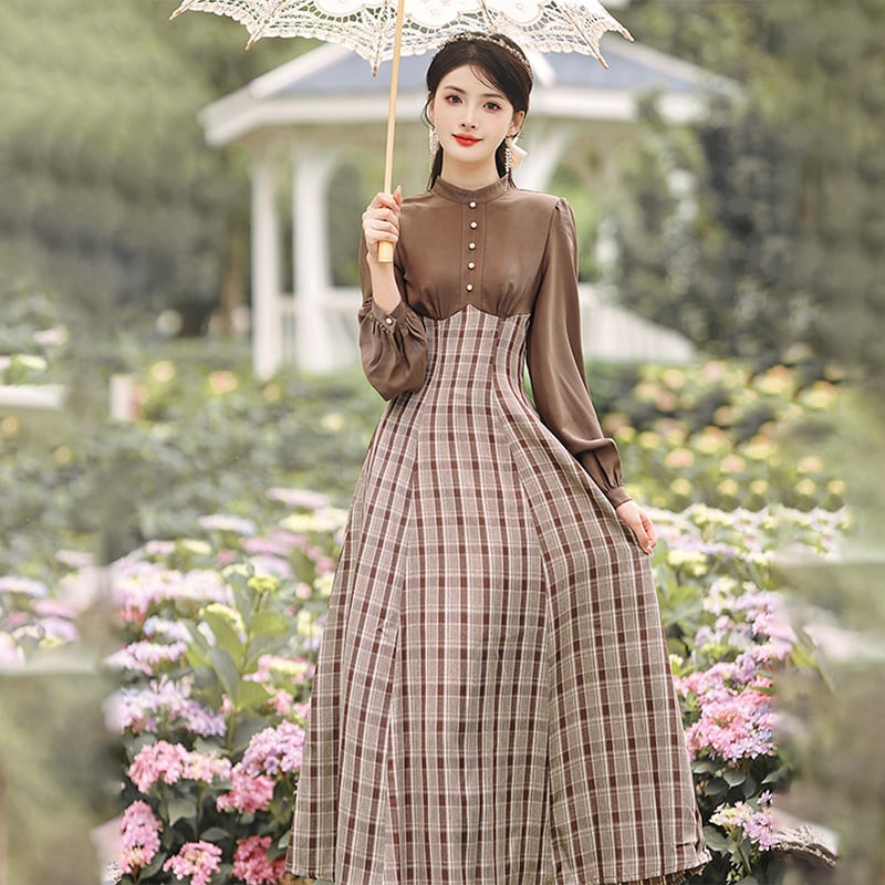 [Agoya Yui Series]★Chinese style setup, single item order★ Dress or outerwear, Chinese clothes, plaid pattern