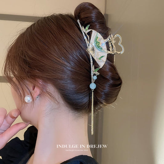 [Drejew Series]★China Style Hair Ornament★ 2color Hair Clip Ladies Accessory Fan Fringe Cute Hairstyle Women Gift