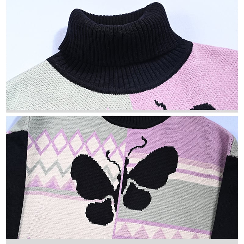 [Kokaisha --- Flashing Butterfly Series] ★China style tops★ Sweater, thick, warm, high neck, butterfly, cute