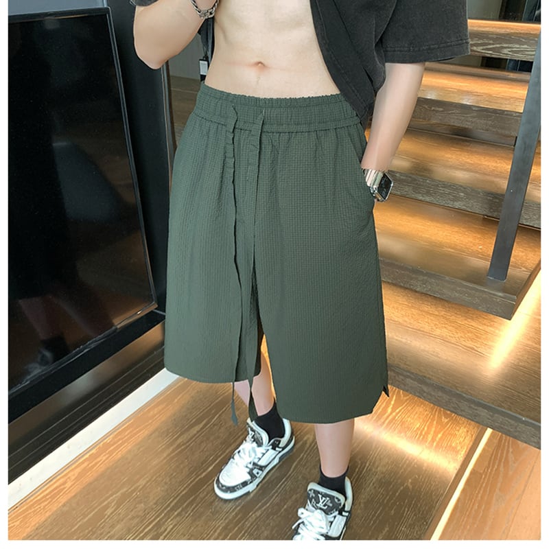 [BIGEMAN Series] ★Shorts★ 5color Bottoms Short Length Pants Unisex Men's Large Size Black Green Dark Gray Brown Beige