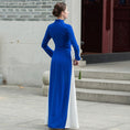 Load image into Gallery viewer, Ao Dai Vietnamese Ethnic Style Long Dress Side Slit Long Sleeve Stand Neck Dress After-Party Bride Thank-you Party Date Invitation Blue Pink Large Size SML XL 2XL
