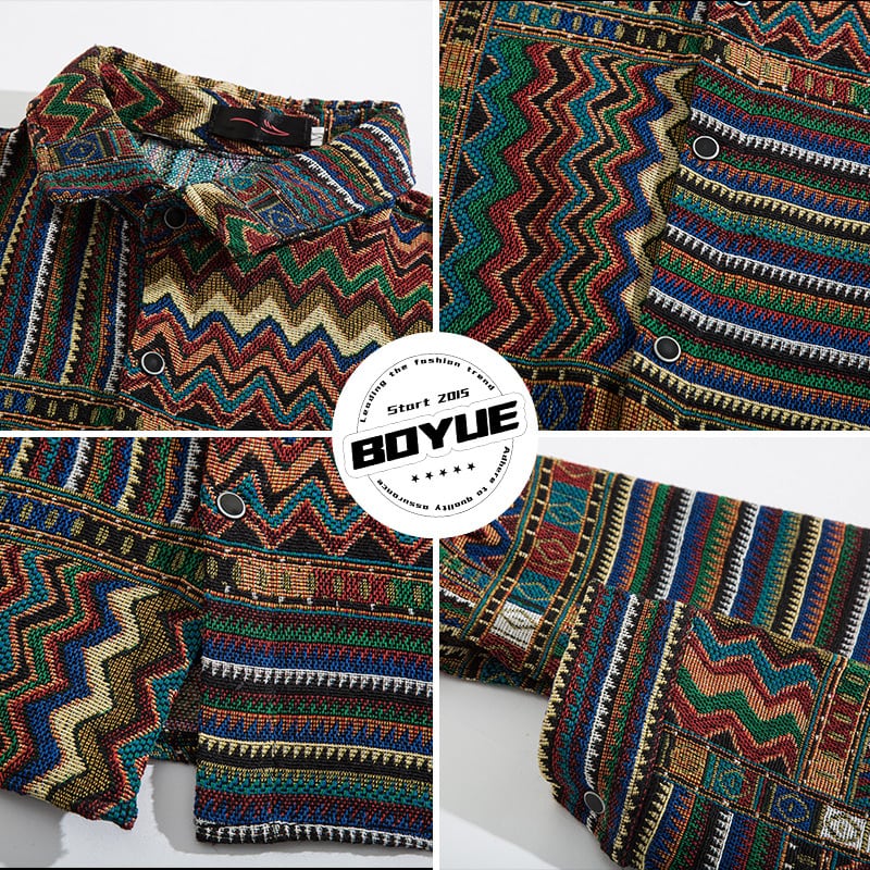 [BOYUE Leeds] ★Ethnic style shirt★ Long sleeve shirt tops Unisex ML XL 2XL 3XL Unique and easy to match