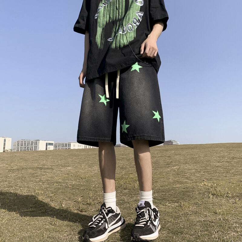 [NANSHI Series] ★Shorts★ Denim pants 2color Casual Unisex Men's Simple Star Summer Clothes Black Brown