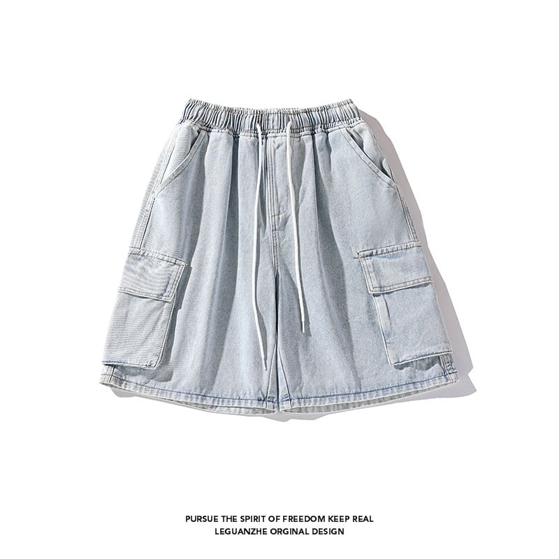 [BIGEMAN Series]★Denim shorts★ 2color bottoms short length pants unisex men's large size denim pants