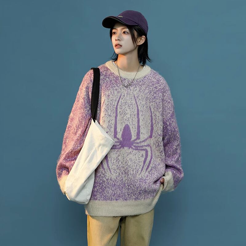 [GEBOXUAN Series]★Sweater★ 2color Tops Unisex Men's Black Purple Black Purple ML XL 2XL