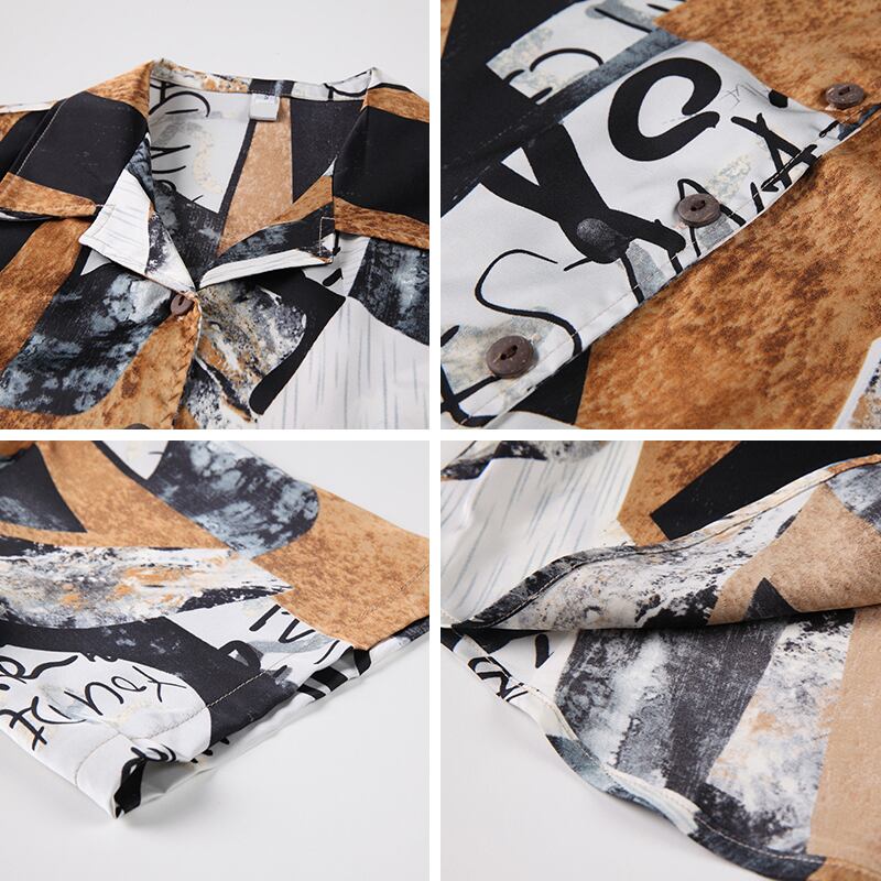 [XDJ FUSHI Series]★Shirt★ Unique Retro Tops Short Sleeve Shirt Unisex Men's Thin Cool