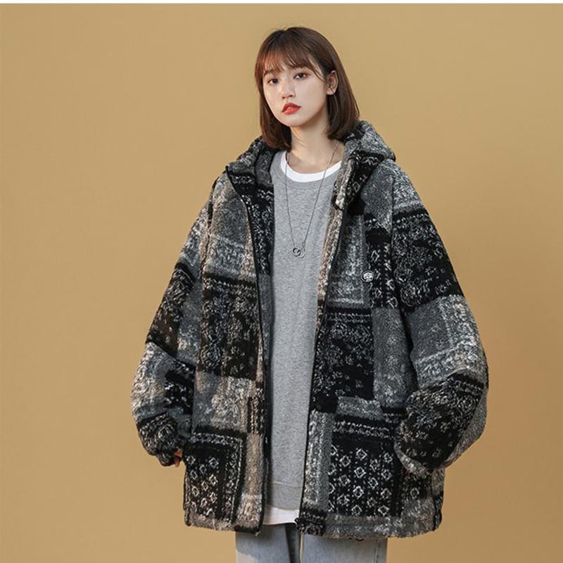 [Suikoishi Series] ★Winter Coat★ Cotton coat, outerwear, without hat type, with hat type, unisex, men's, floral pattern, fashion