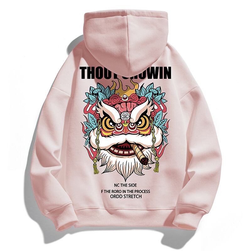 [Eaves Series]★China style hoodie★ 4color tops lion print large size black gray white pink