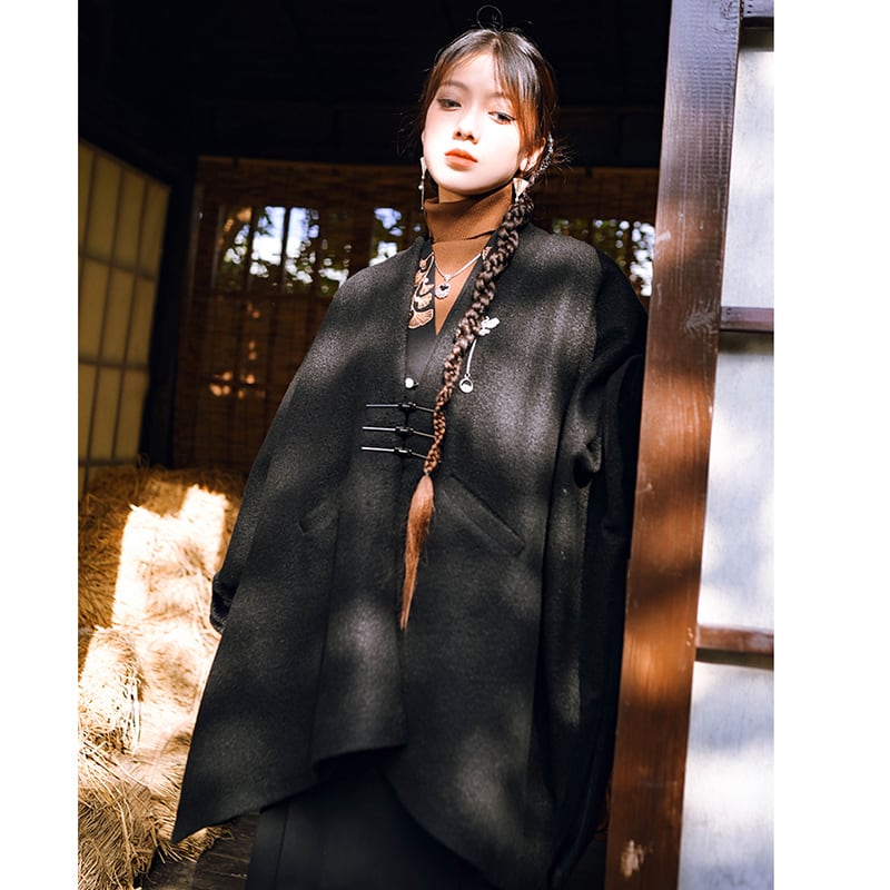 [Ancient Monster House -- Smoke Tank Series] ★China style coat★ Thick and warm winter clothing cloak loose black black