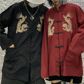 Load image into Gallery viewer, Chinese-style tops, outerwear, shirts, Chinese-style clothing, dragon, improved Tang costume, unisex, dragon pattern, Chinese clothing, Harajuku style, couple clothing, stand-up collar, long sleeves, black, red
