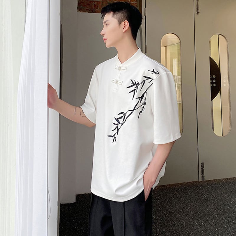 [WENYI Series] ★China style T-shirt★ 2color tops with design, bamboo, unisex, men's, black, white