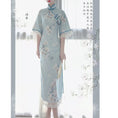 Load image into Gallery viewer, [Dust Smoke Cloud Dream --- Unlan Jade Nishiki Series]★China-style dress★Cheongsam dress, Chinese clothes, short sleeves, long length, butterfly ornament included
