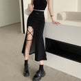 Load image into Gallery viewer, [Sansanya Sansan Series]★Skirt★ Bottoms Tight Skirt Sexy Black Black SML Slit
